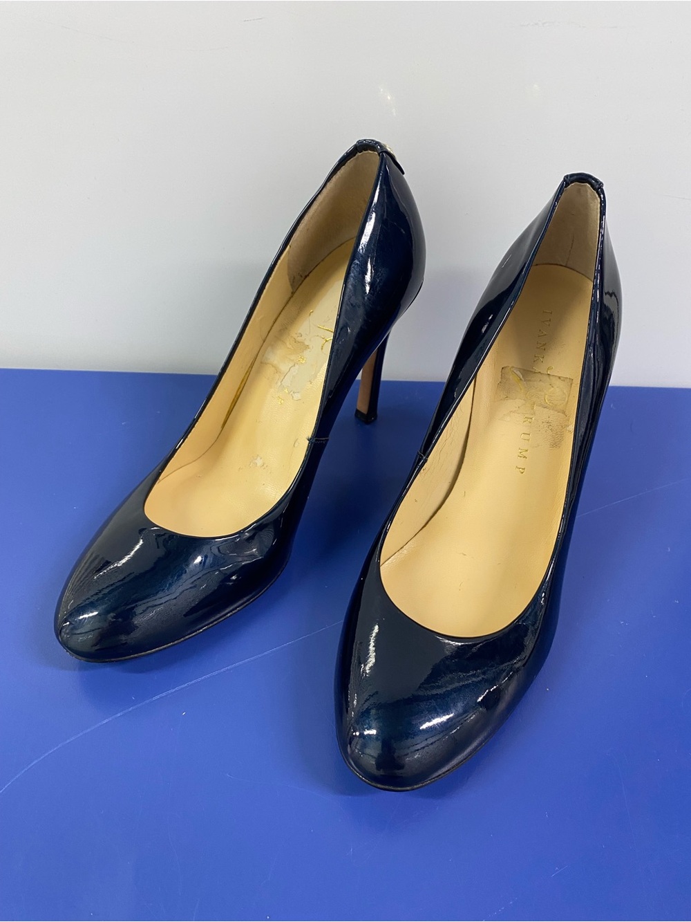 Ivanka Trump Navy Patent Leather High Heel Pumps